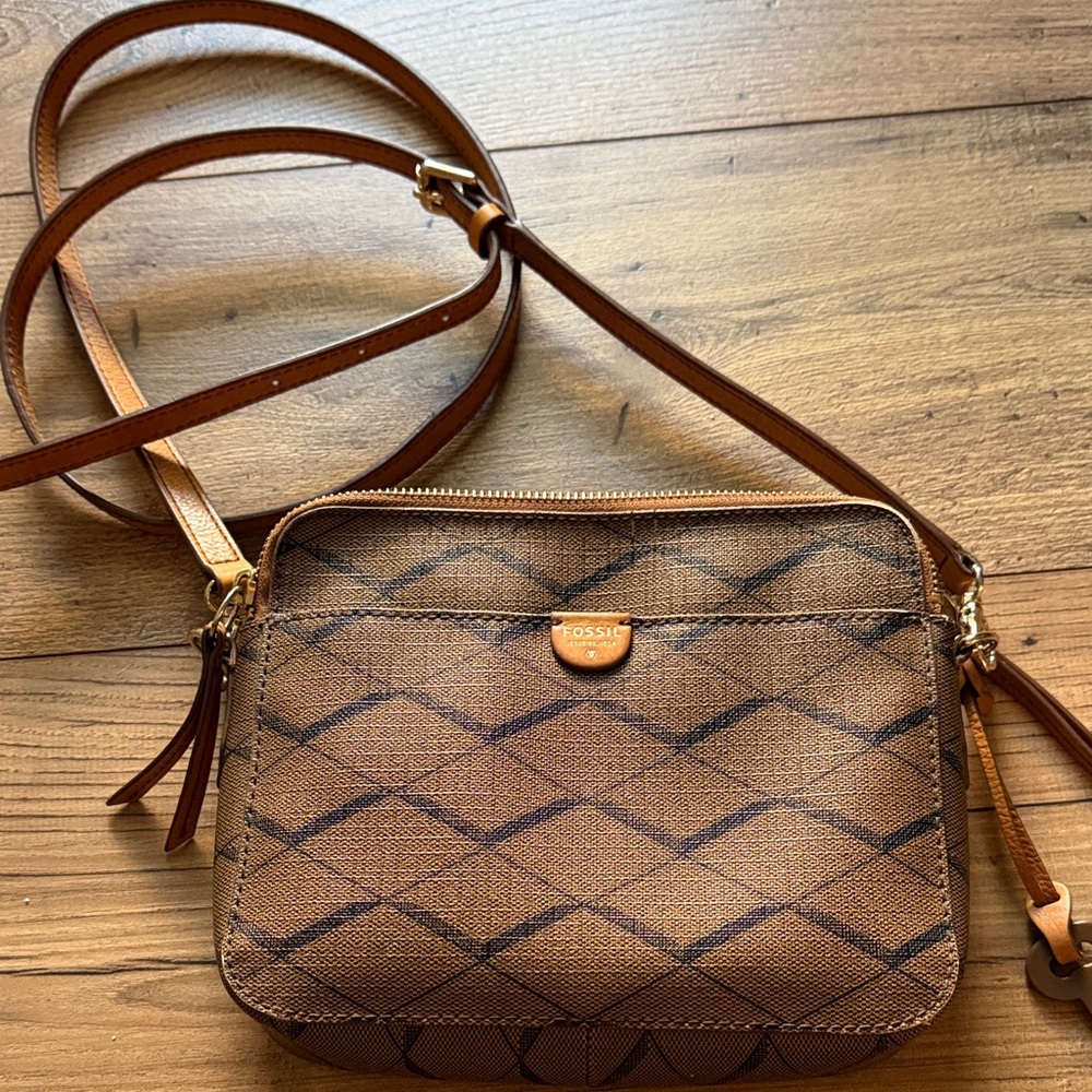Fossil Corey Geometric Chevron Crossbody Bag - Earthy Minimalist EUC - Picture 9 of 9